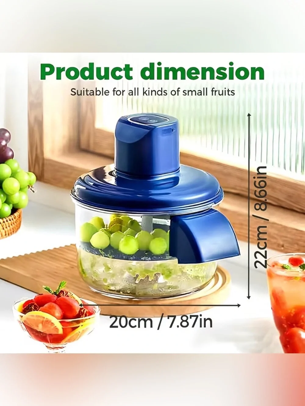 Automatic Electric Grape & Small Fruit Peeler - Blue Kitchen Gadget